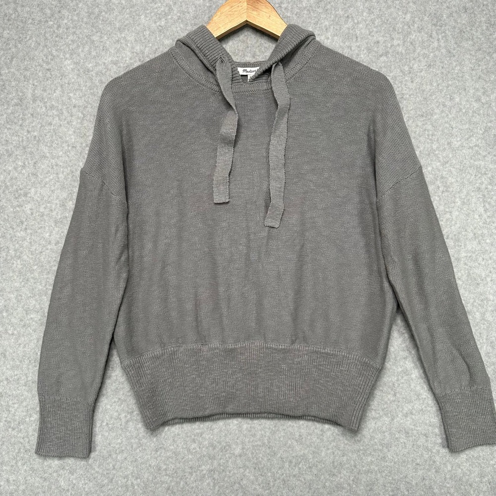Madewell Gray Cotton Knit‎ Hooded Pullover Sweater XS